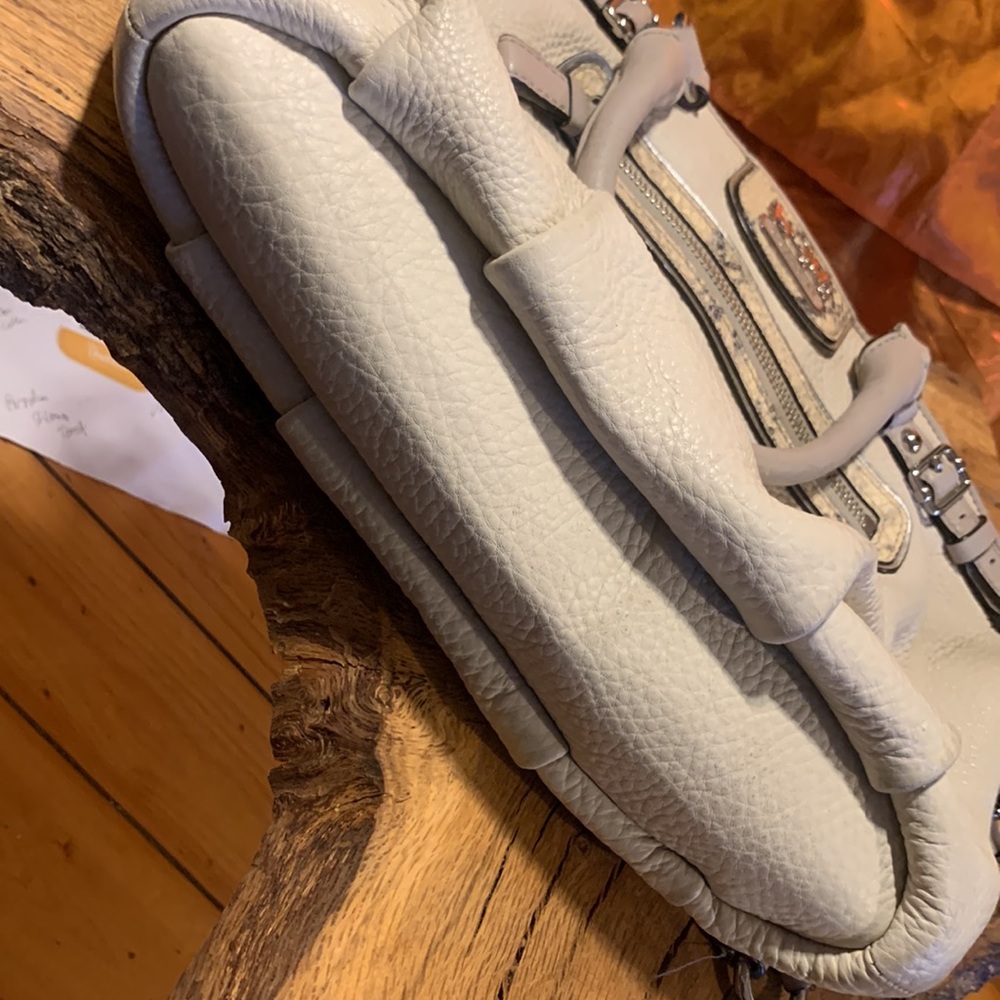 COACH MADISON SOPHIA PURSE IVORY CREAM WITH SNAKE PYTHON PRINT TRIM - Picture 10 of 14